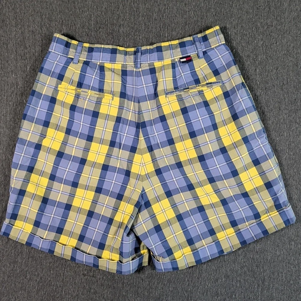 TOMMY HILFIGER Vtg Blue/Yellow Plaid Shorts Womens Sz 8 W28